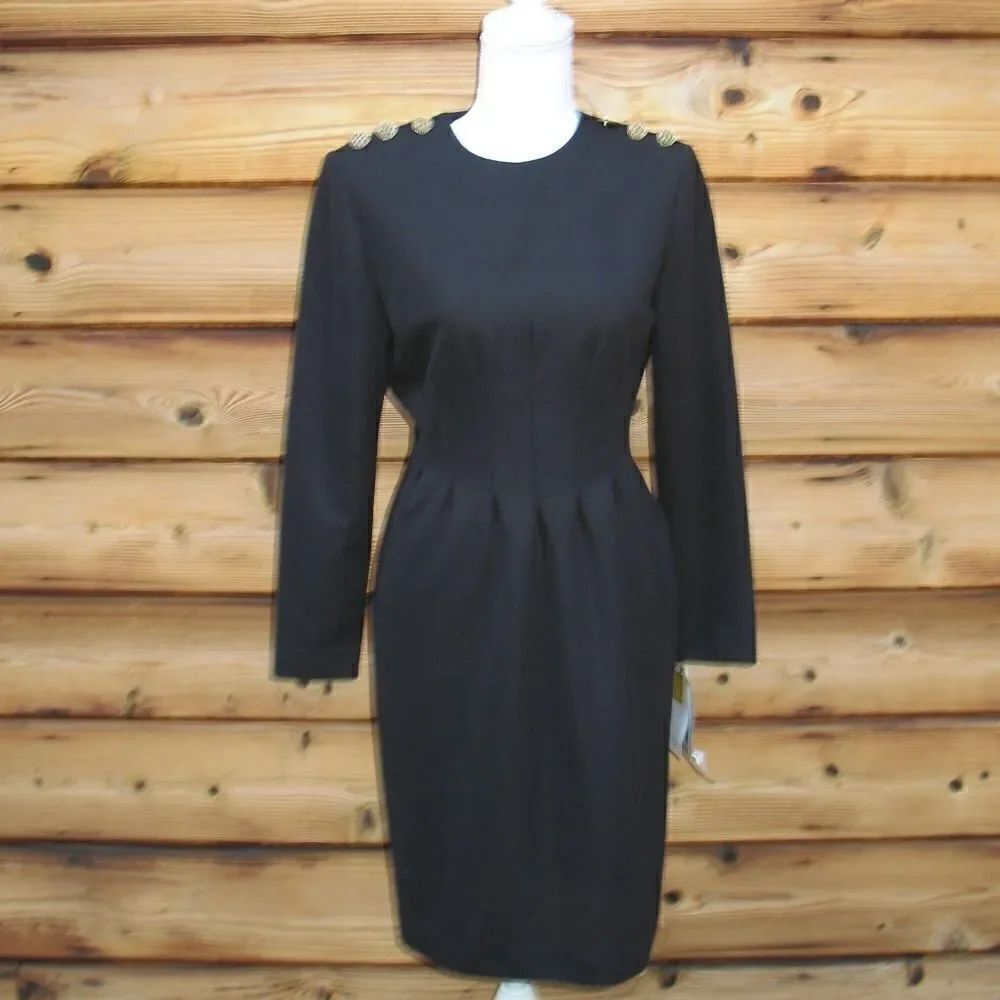 NWT Vintage 90s Black Ponte Knit Dress